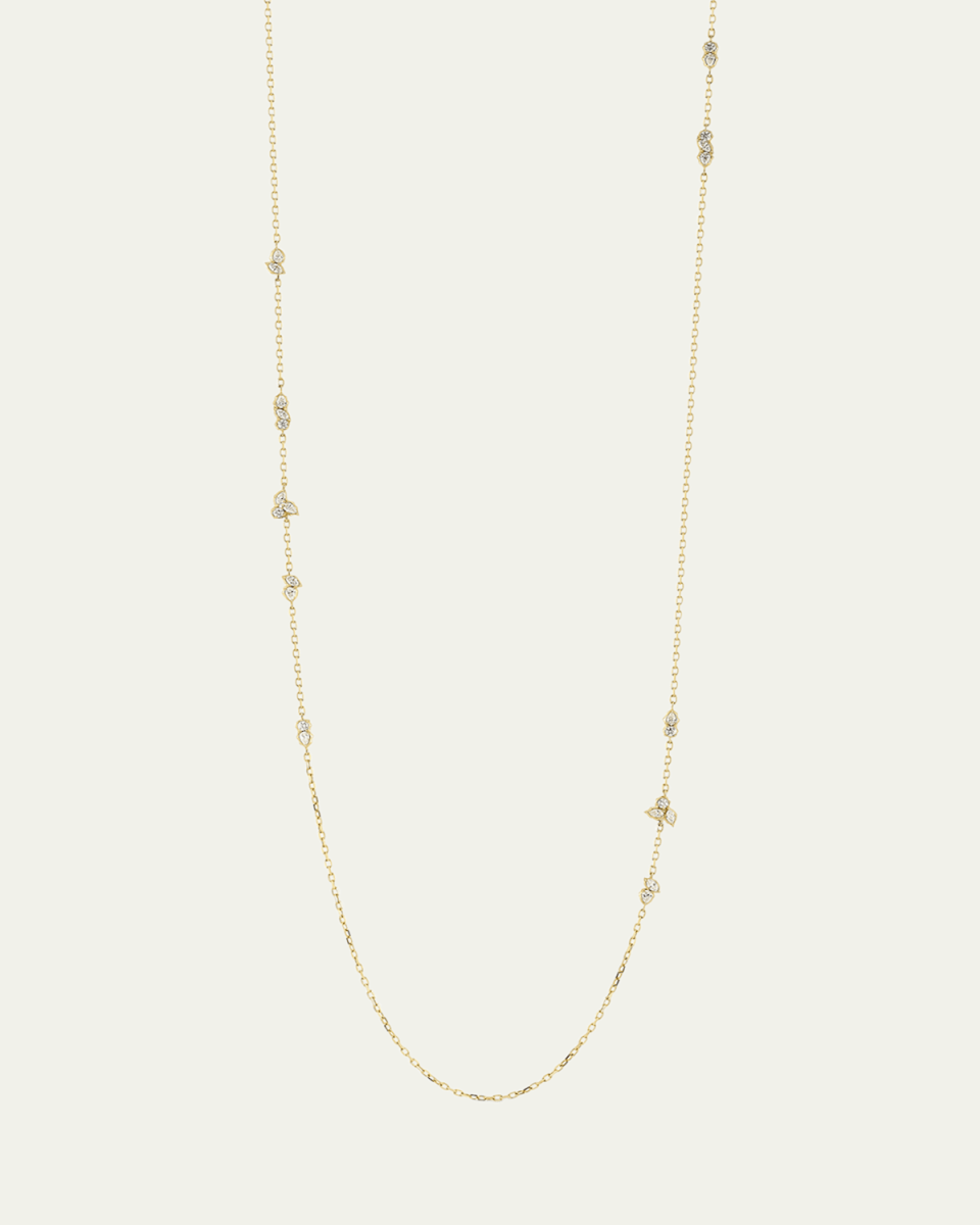 18K Yellow Gold Posey Three-Station Diamond Necklace